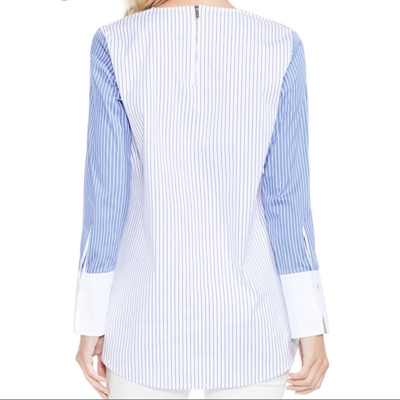 Vince Camuto slit long sleeve striped blouse - Picture 2 of 2